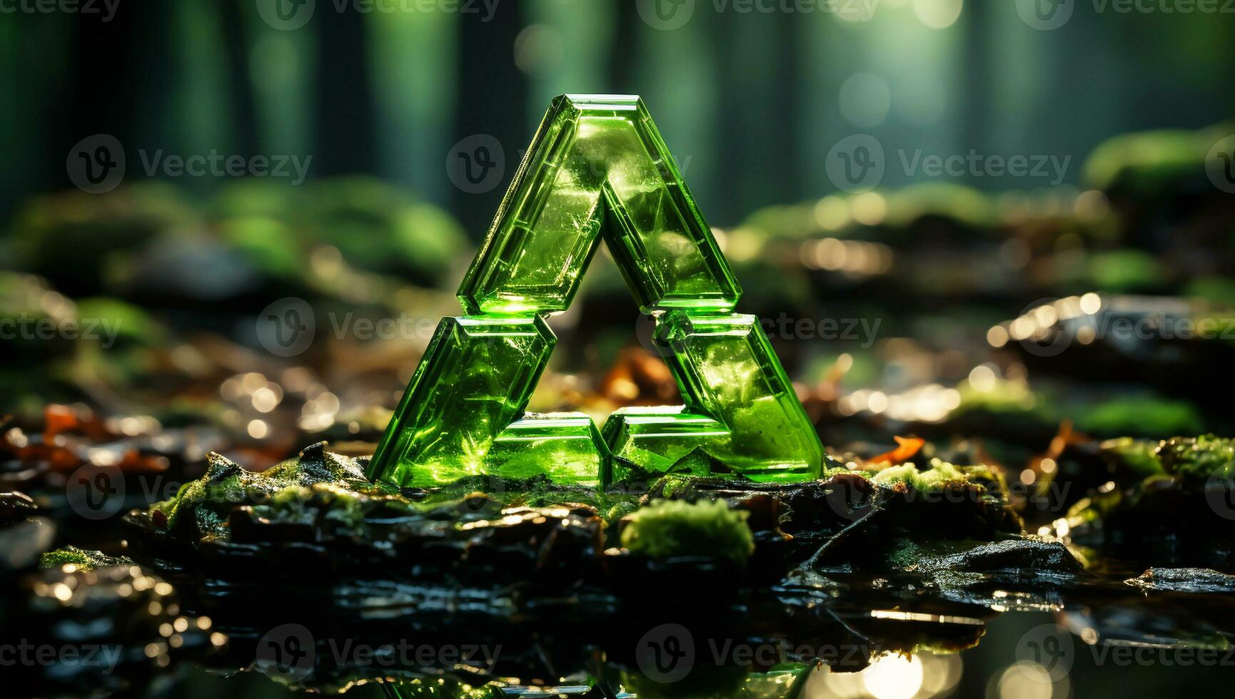 brilhante reciclando símbolo dentro ecologia conceito. ai gerado foto