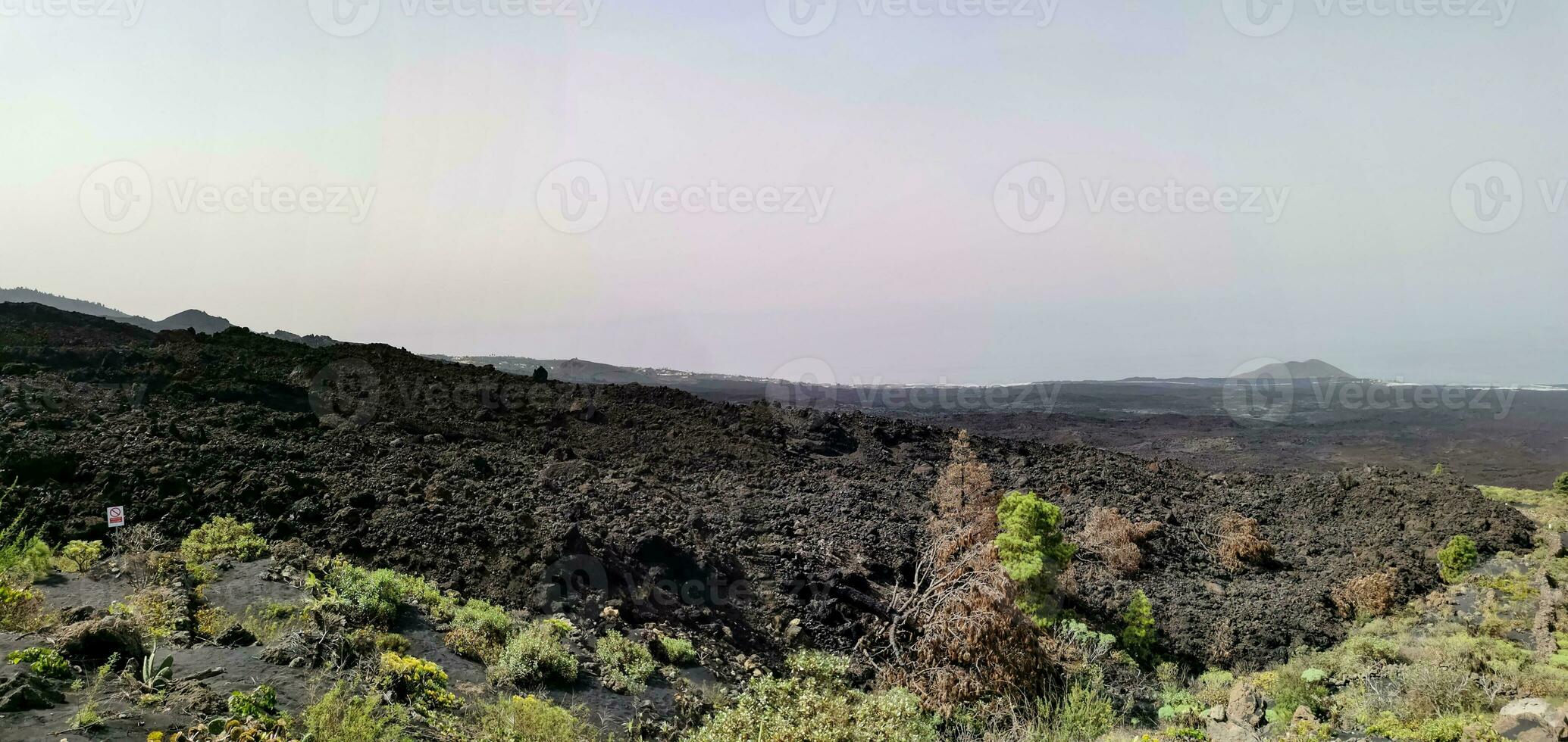 solidificado vulcânico lava corrente a partir de a cumbre Vieja vulcão em a ilha do la palma foto