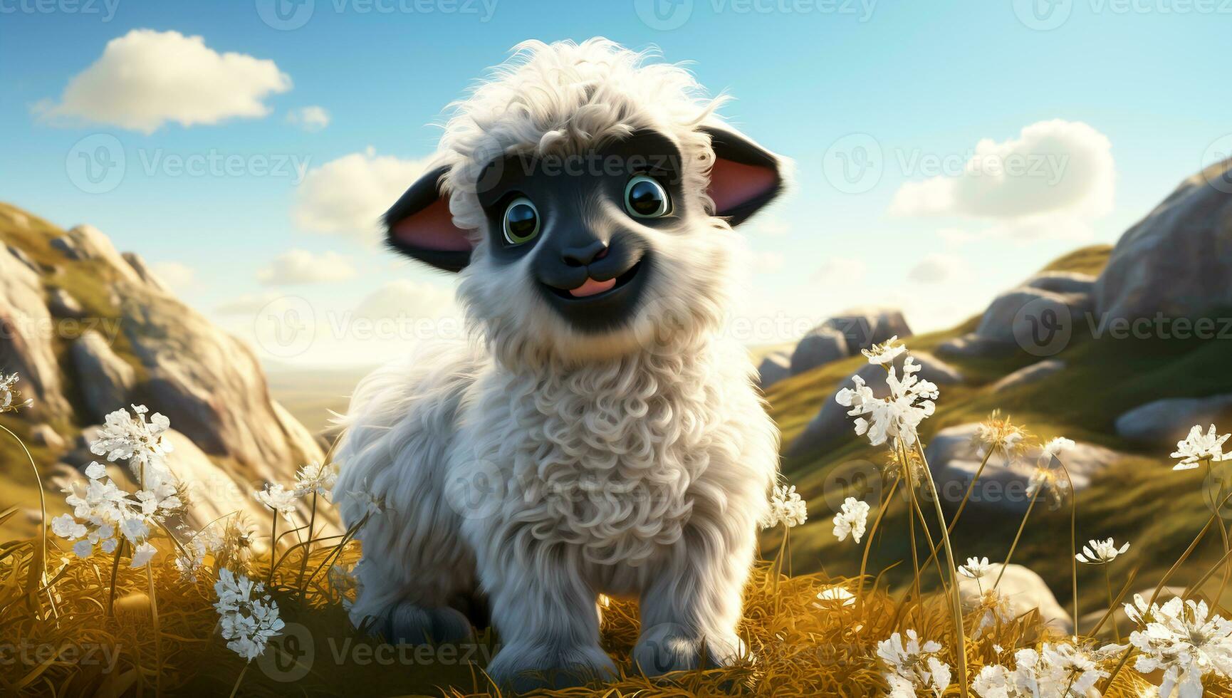 fofa desenho animado do uma bebê ovelha para ilustrações para crianças. ai gerado foto