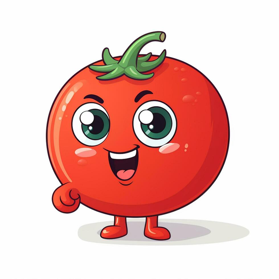 fofa desenho animado tomate personagem. vetor ilustração isolado em branco fundo. ai gerado foto