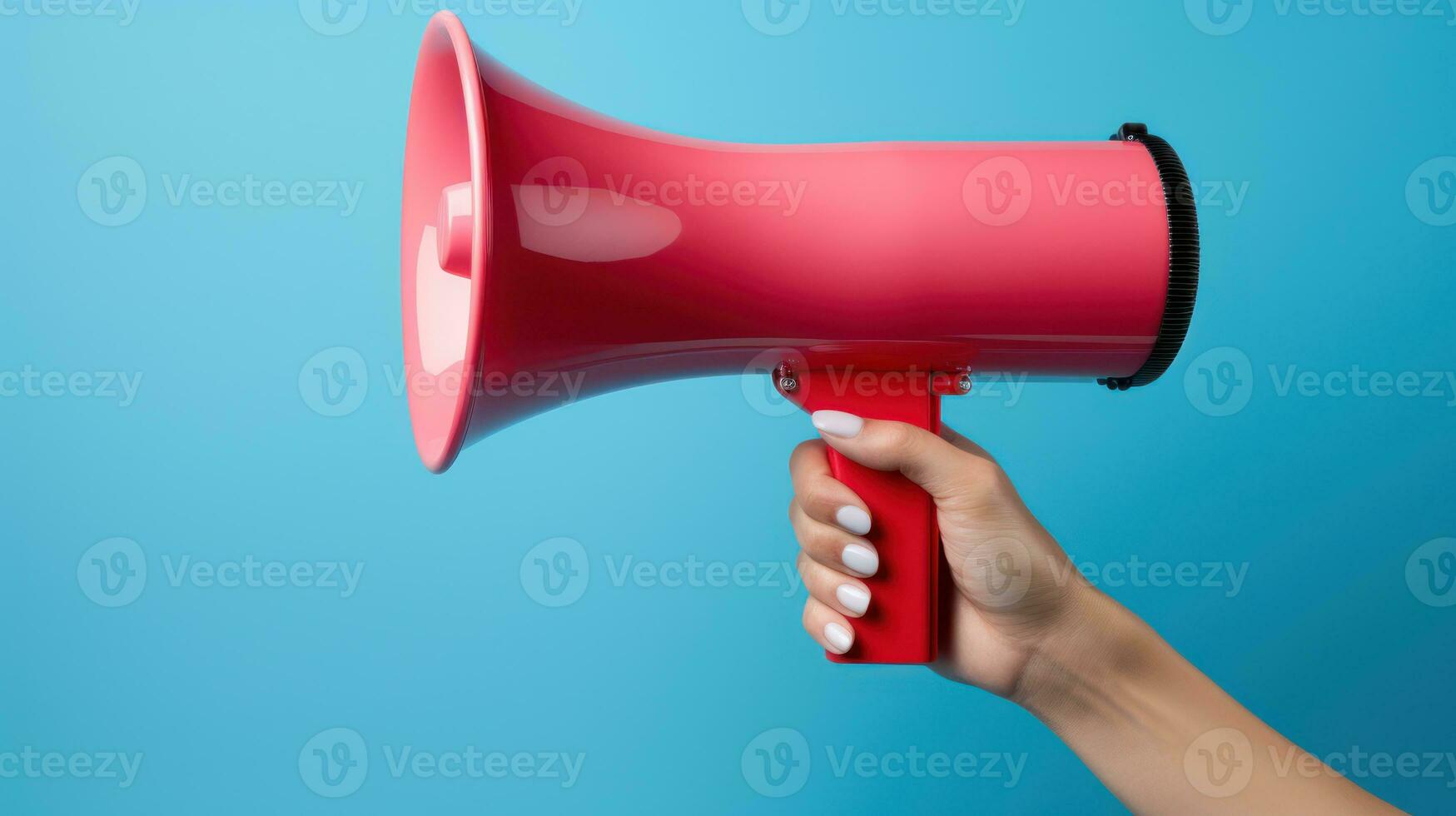 uma mulher segurando uma megafone. generativo ai foto