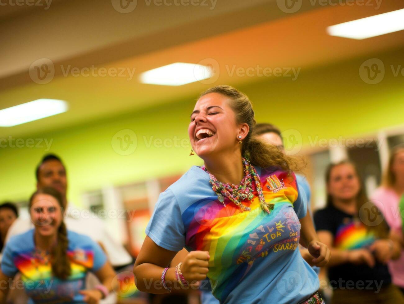 pessoas tendo Diversão e Aprendendo às a dança aula. generativo ai foto