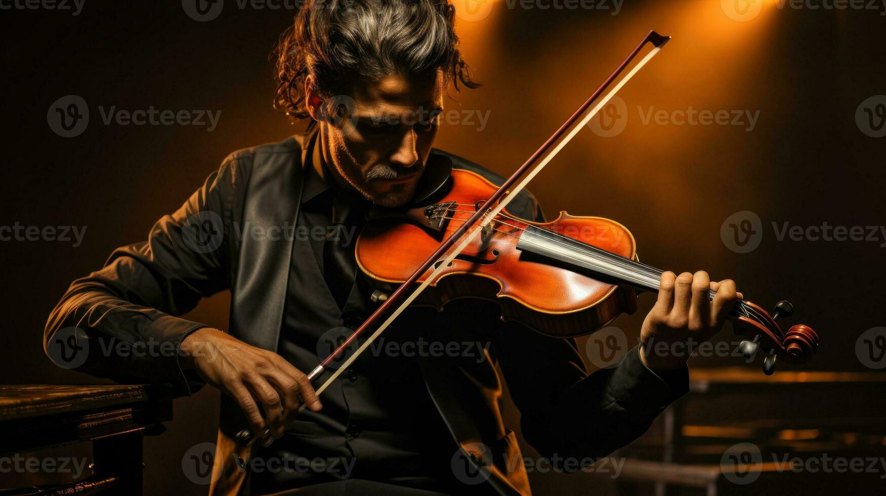 uma músico jogando a violino. generativo ai foto