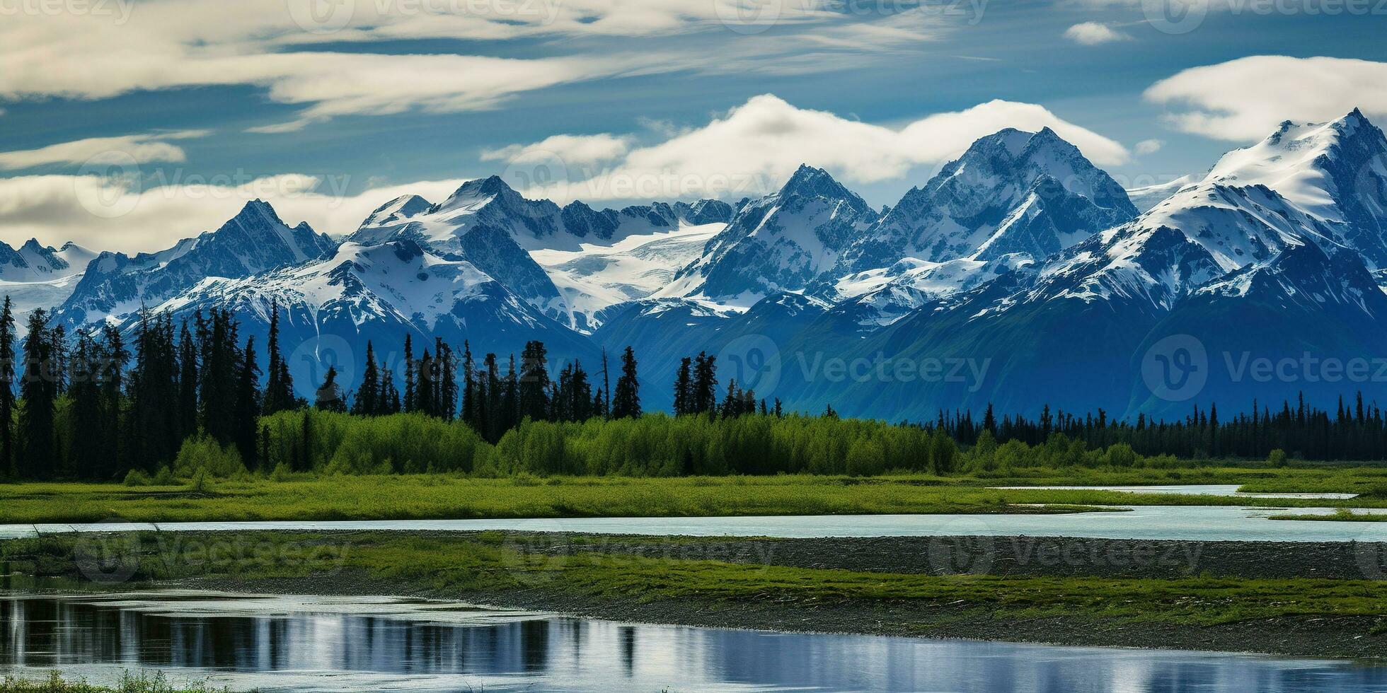 Alaska montanha alcance região selvagem natureza panorama Nevado montanhas papel de parede ai gerado foto