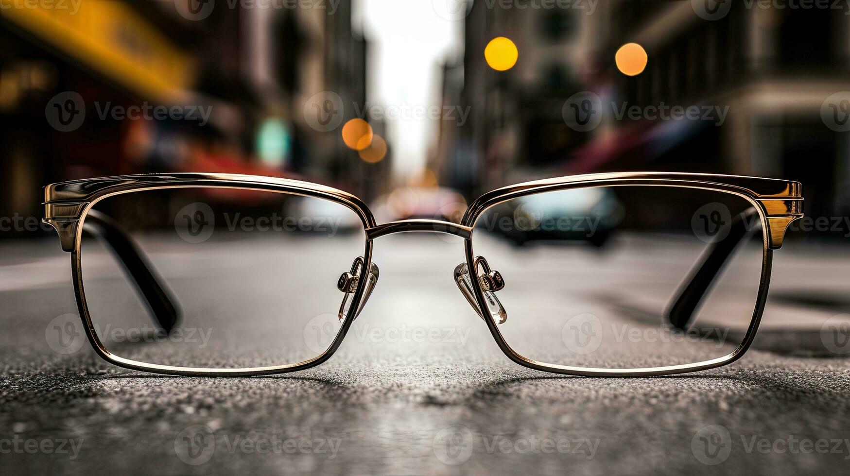 foto do uma par do óculos sentado em topo do uma rua ai generativo