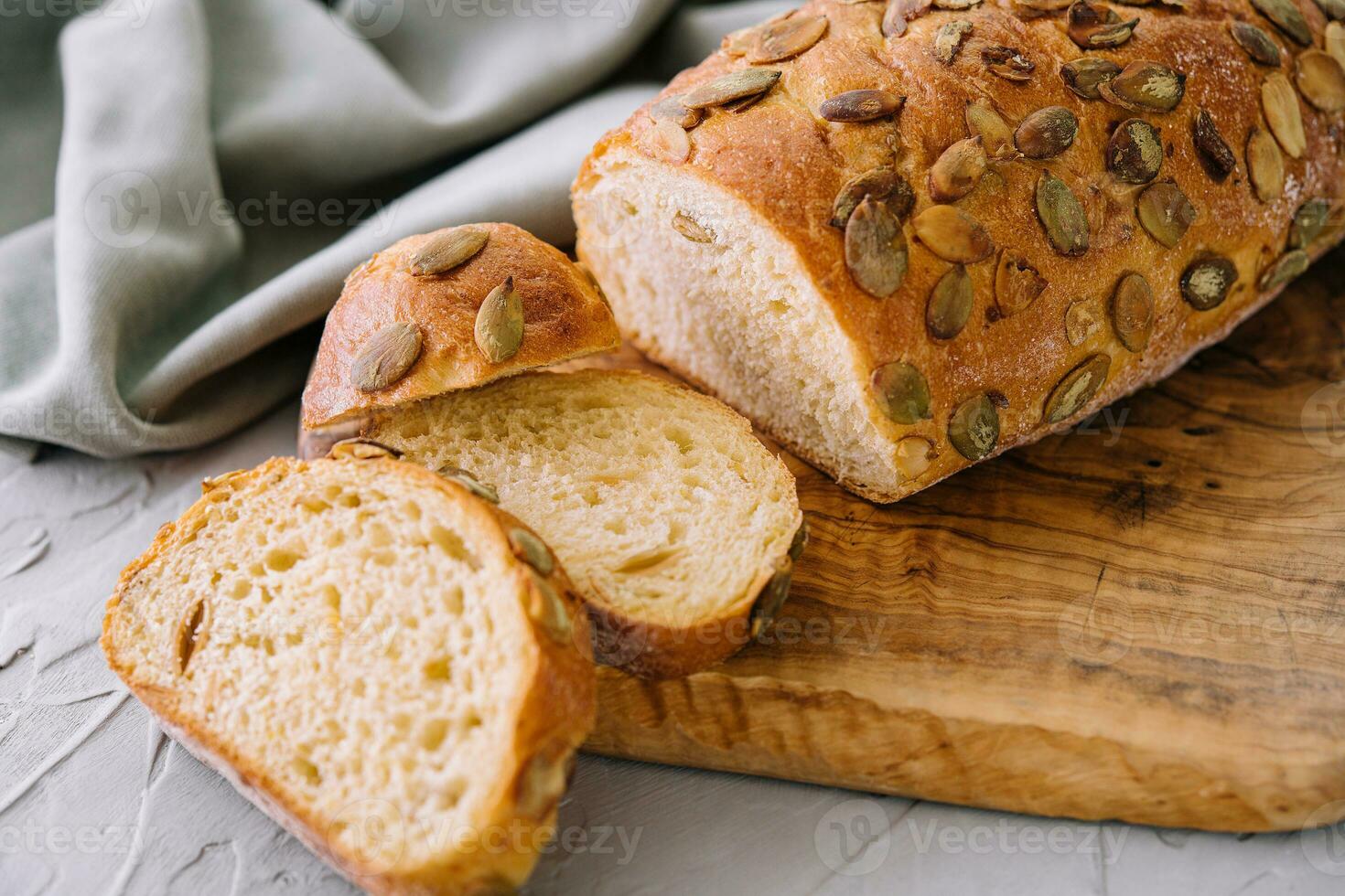 fresco saudável orgânico cozido abóbora semente pão foto