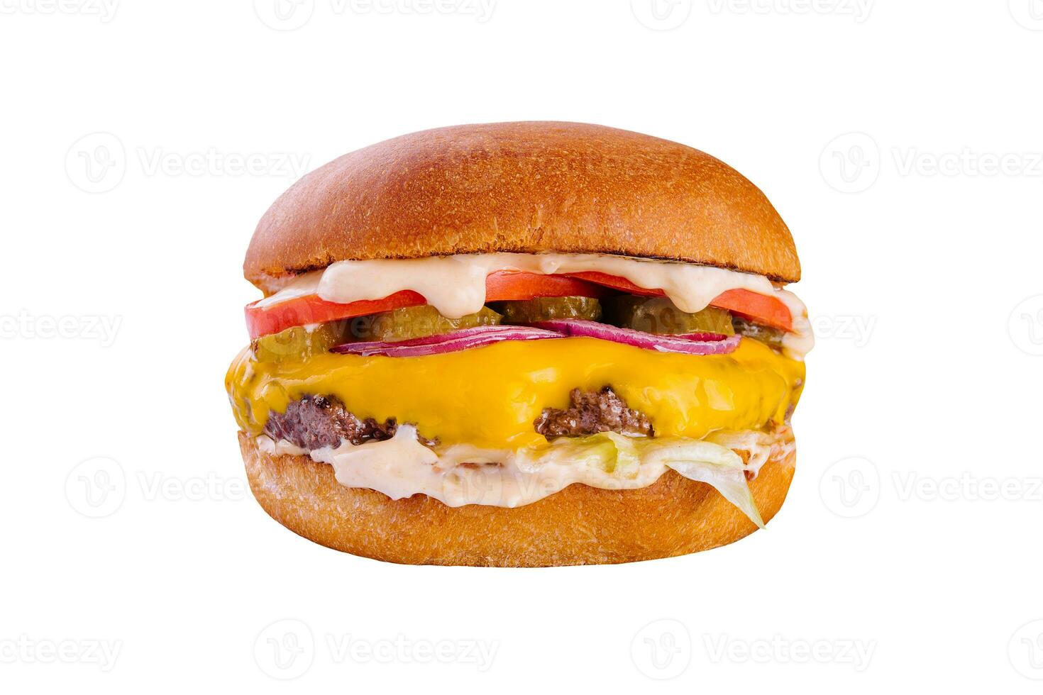 saboroso e apetitoso Hamburger Hamburguer de queijo isolado foto