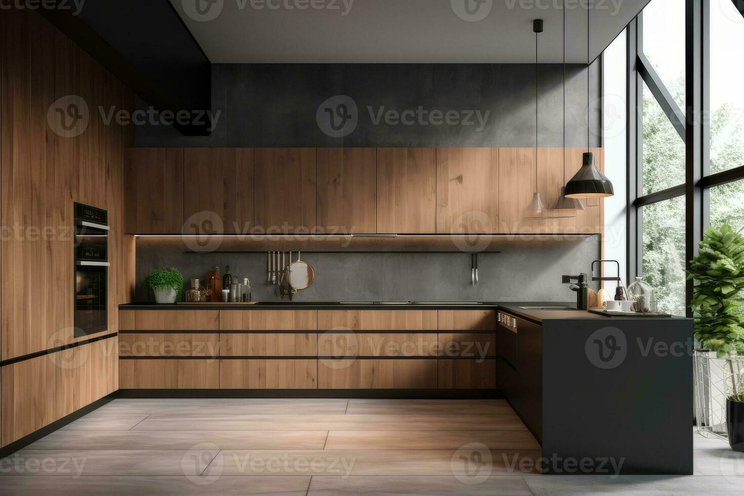 ai generativo foto do uma elegante e moderno cozinha