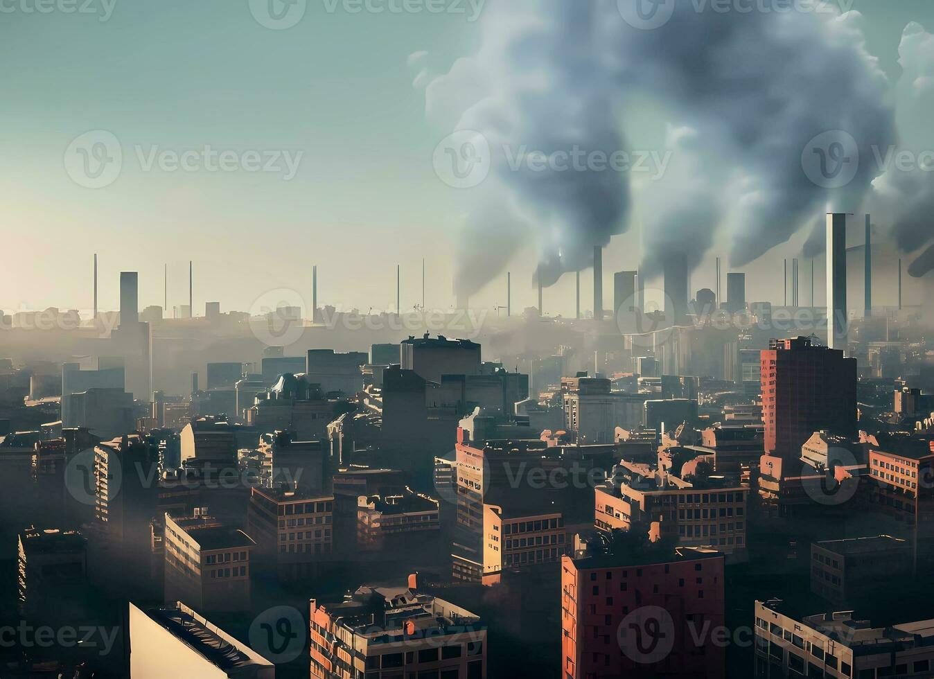 ar poluição dentro uma arranha-céus cidade foto