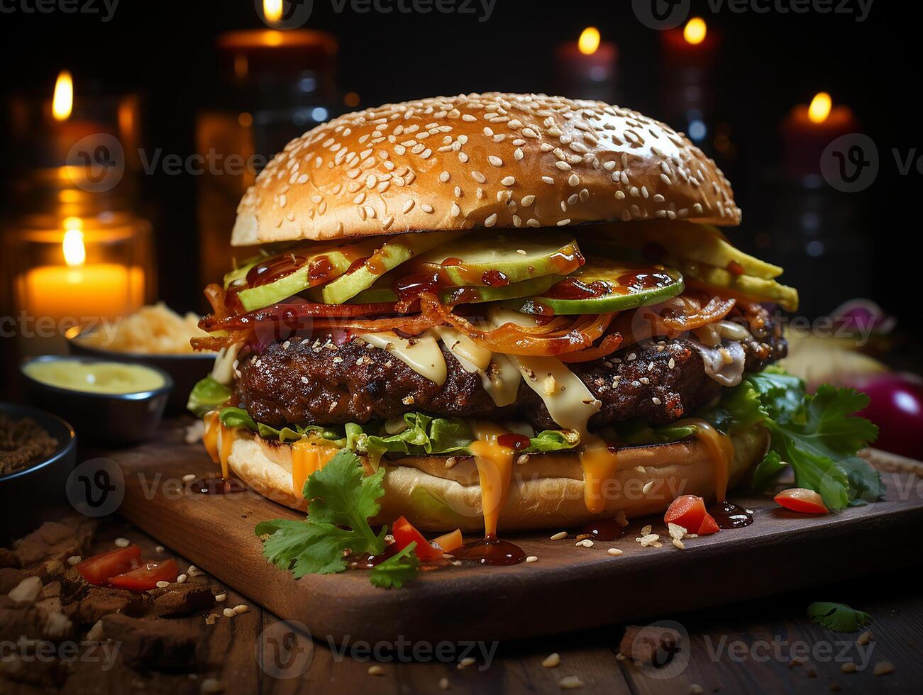 ai generativo feito à mão Hamburger comida rápida delicioso foto