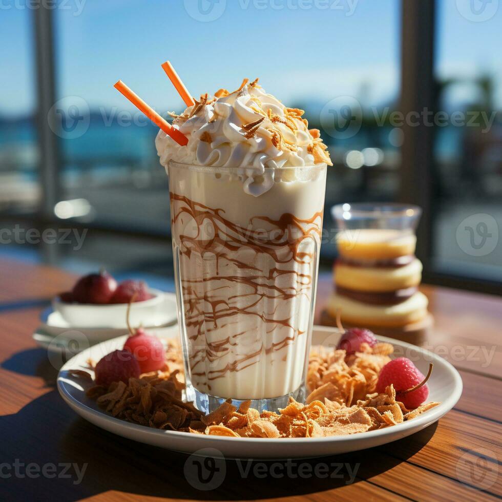 ai gerado verão beber frio milkshake foto