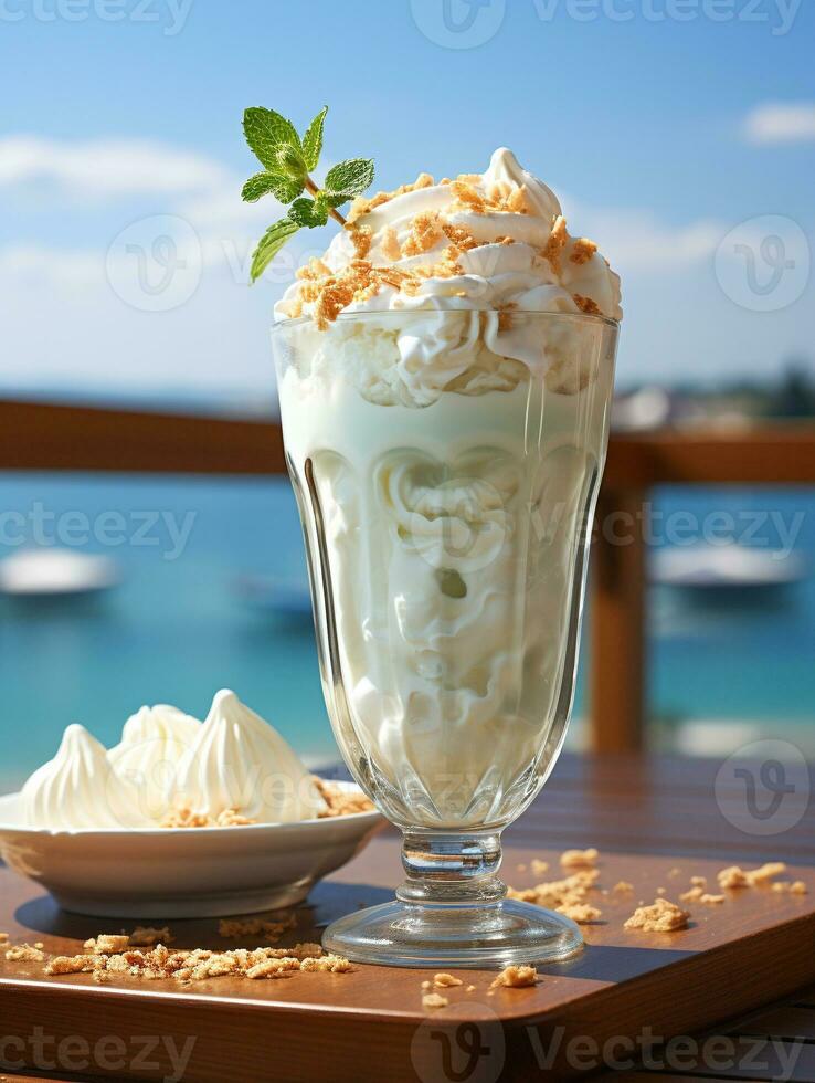 ai gerado verão beber frio milkshake foto