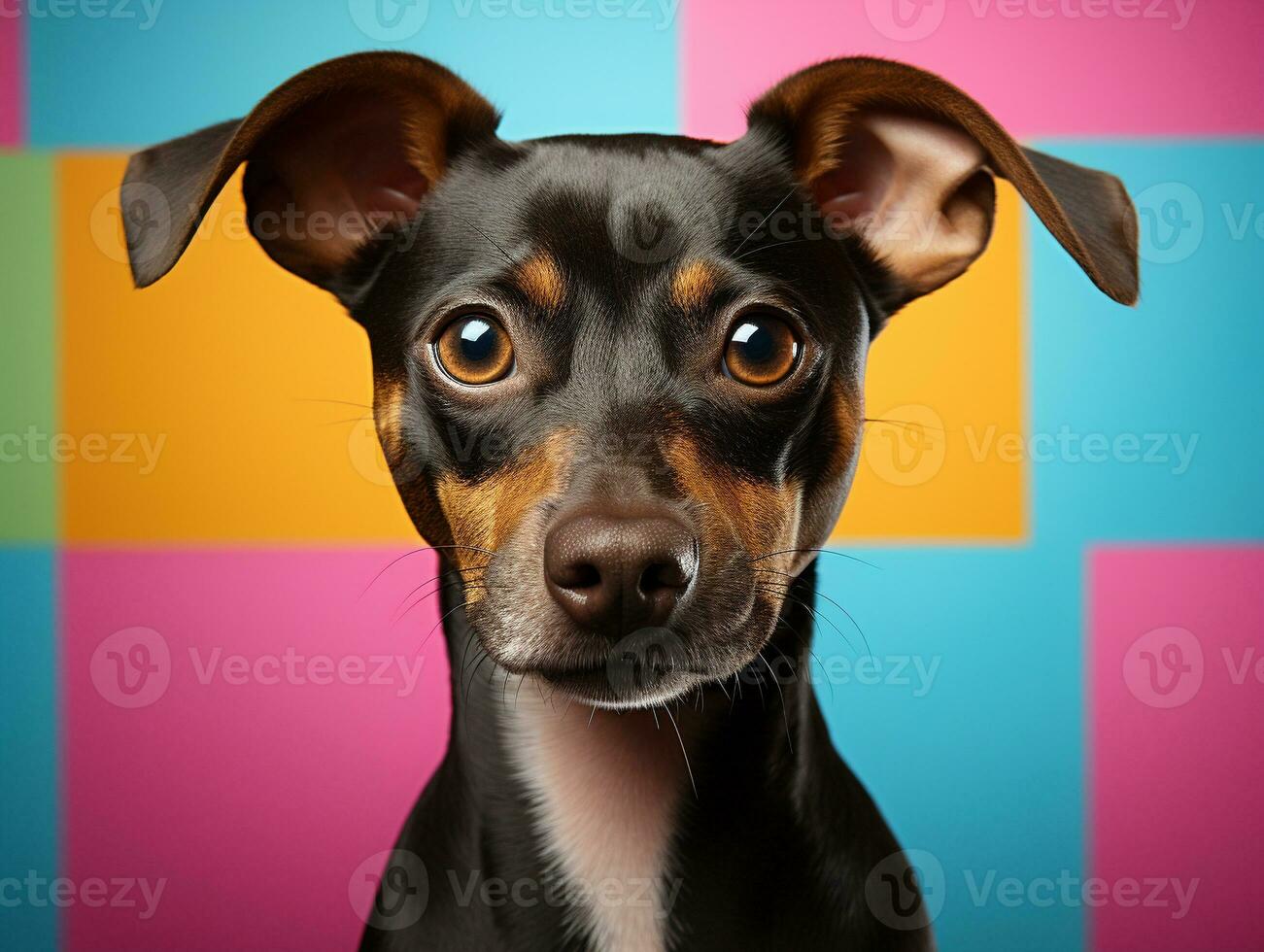 ai gerado fofa cachorro com colorida fundo foto