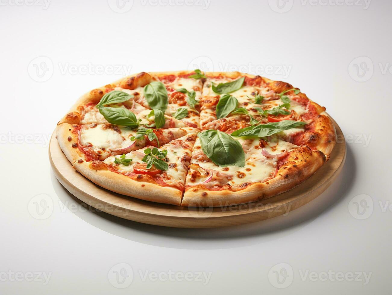 ai gerado delicioso italiano pizza comida rápida foto branco fundo