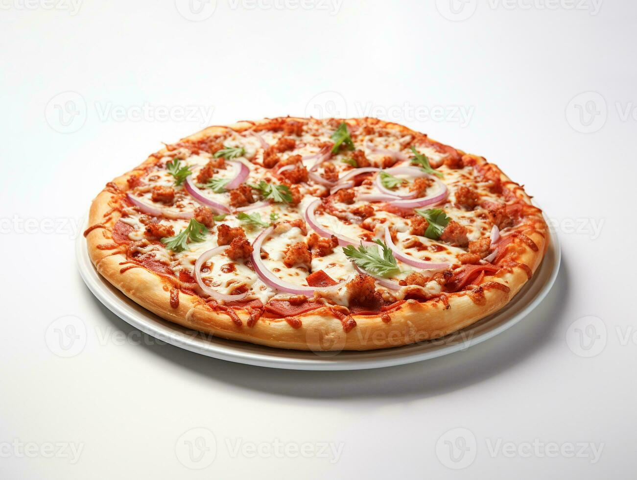 ai gerado delicioso italiano pizza comida rápida foto branco fundo