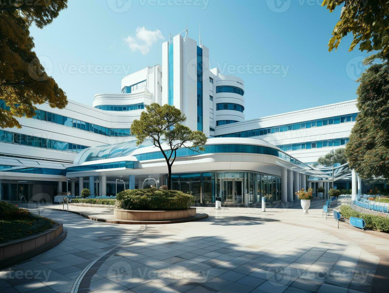 ai gerado brilhante azul e branco cores hospital foto