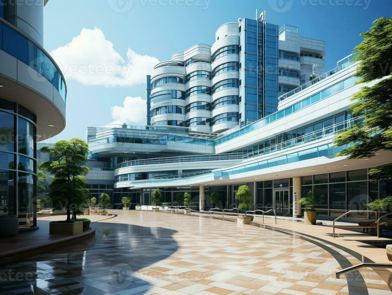 ai gerado brilhante azul e branco cores hospital foto