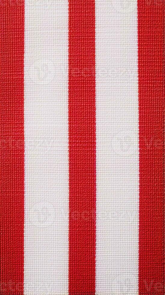 vermelho e branco listrado tecido textura fundo. ai gerado foto