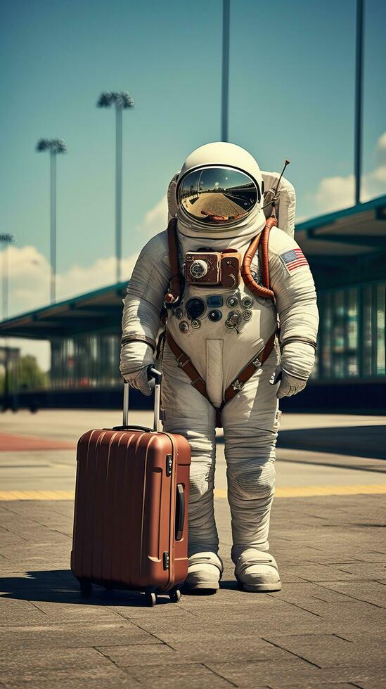 astronautas viagem com bagagem. generativo ai foto