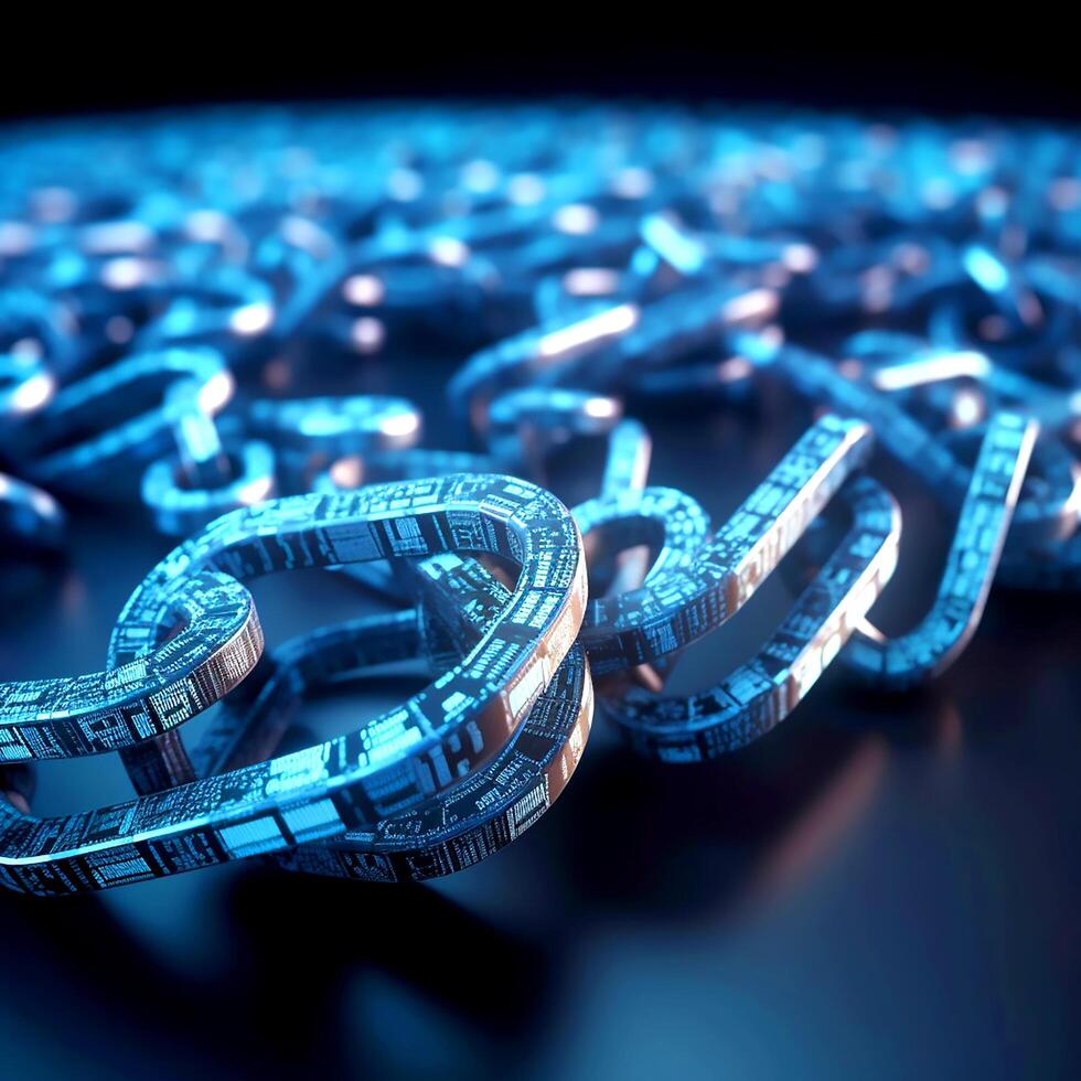 ai generativo abstrato mundo blockchain tecnologia sistema dentro azul tema foto