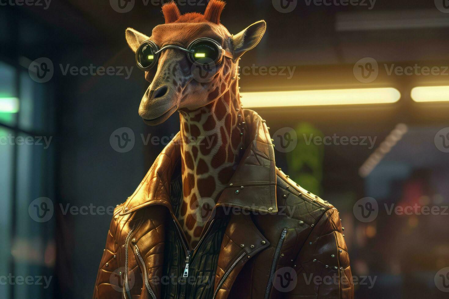 girafa animal cyberpunk óculos. gerar ai foto