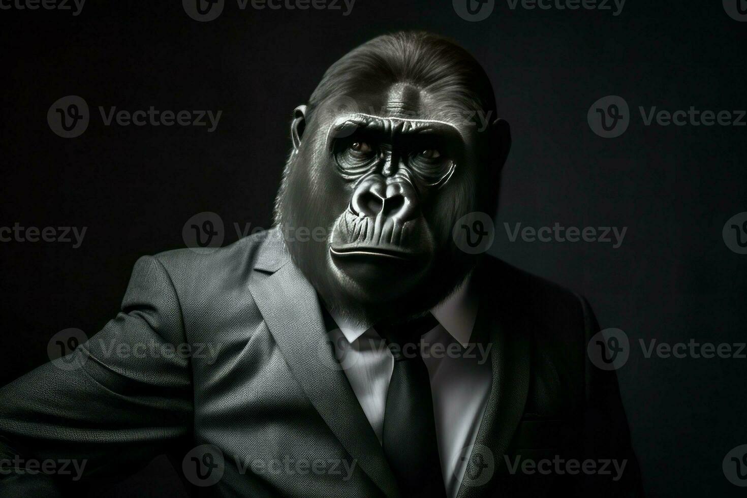 gorila vestido dentro terno animal. gerar ai foto