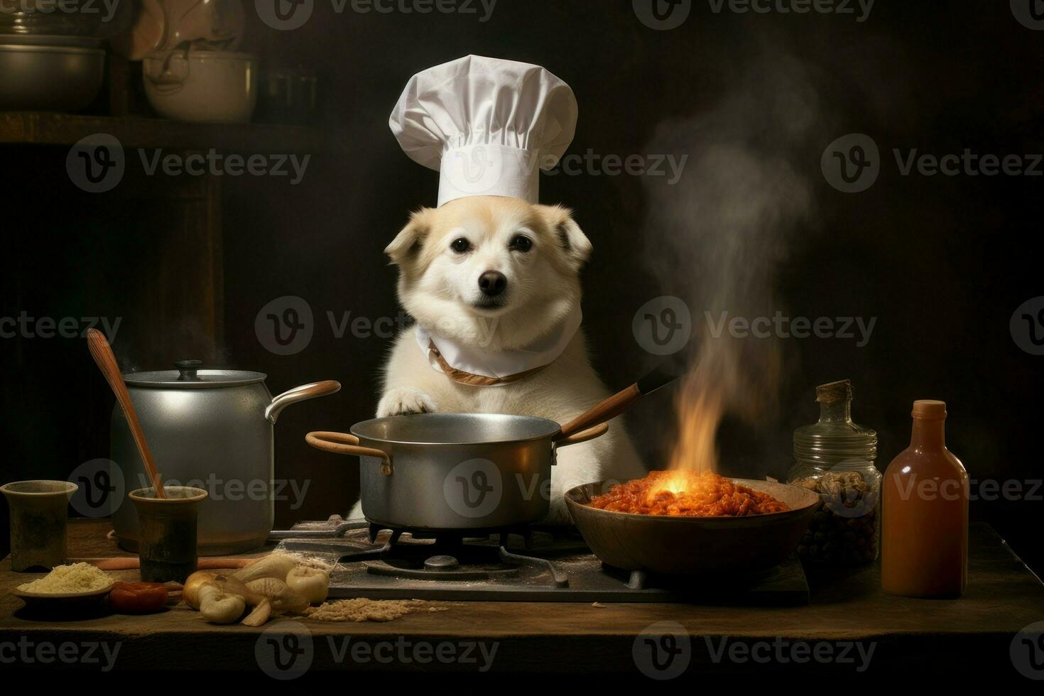 Inovativa chefe de cozinha cachorro culinária. gerar ai foto