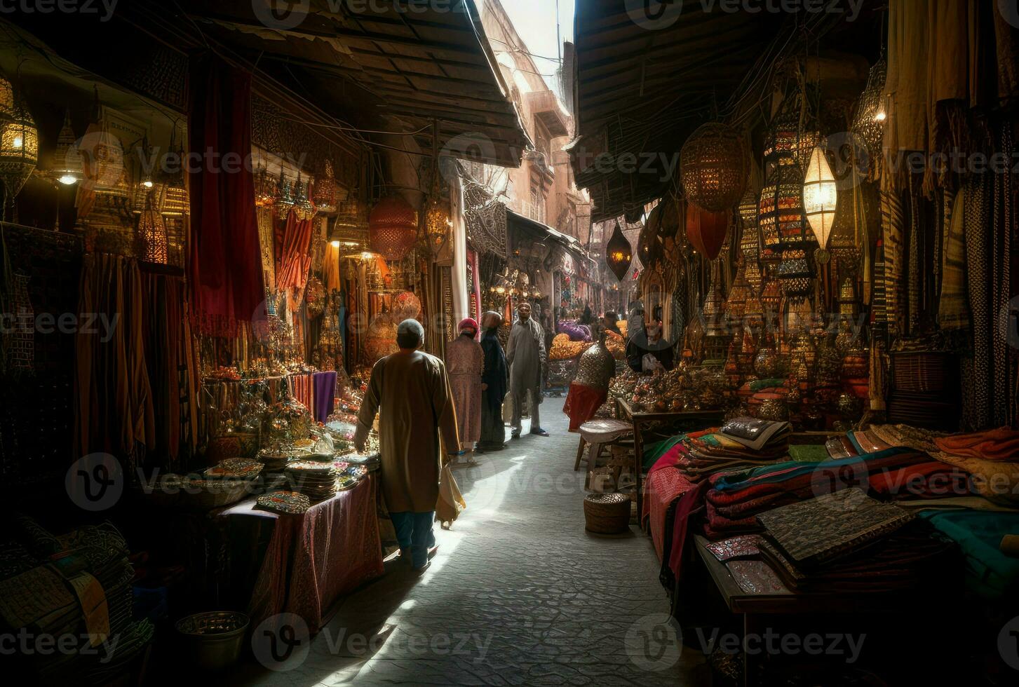 marroquino rua mercado tradicional. gerar ai foto