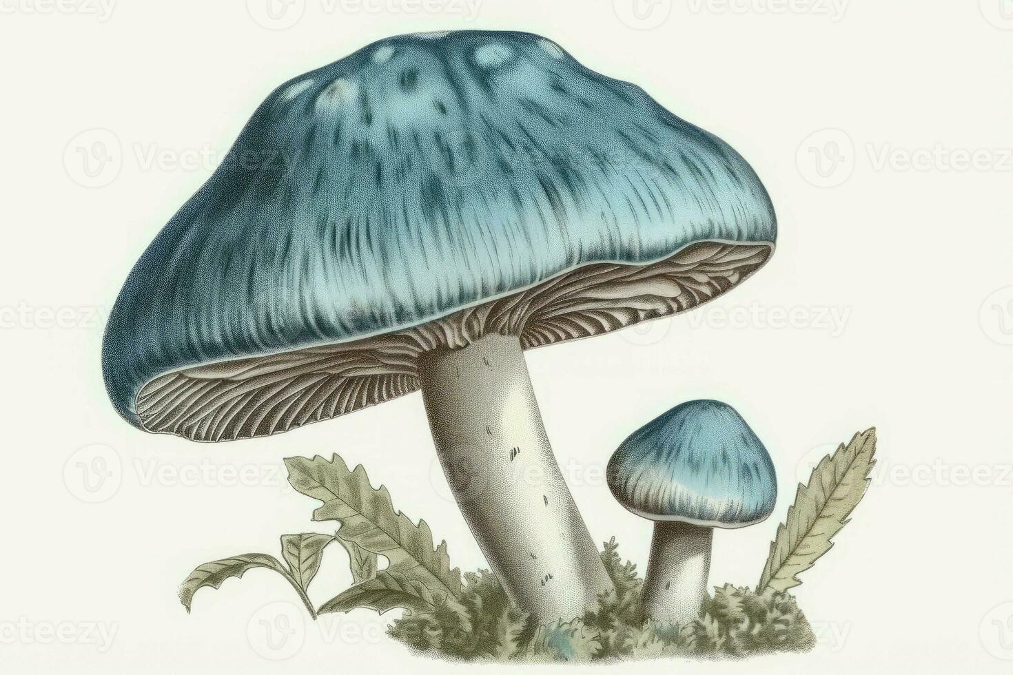 azul cogumelo vintage aquarela. gerar ai foto