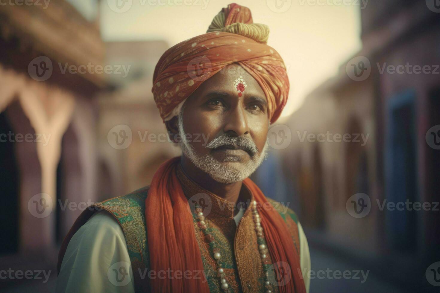 indiano homem charme tradicional pano. gerar ai foto