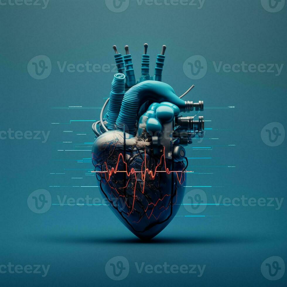 coração saúde Cuidado tecnologia conceito com médico ícones. ai generativo. foto