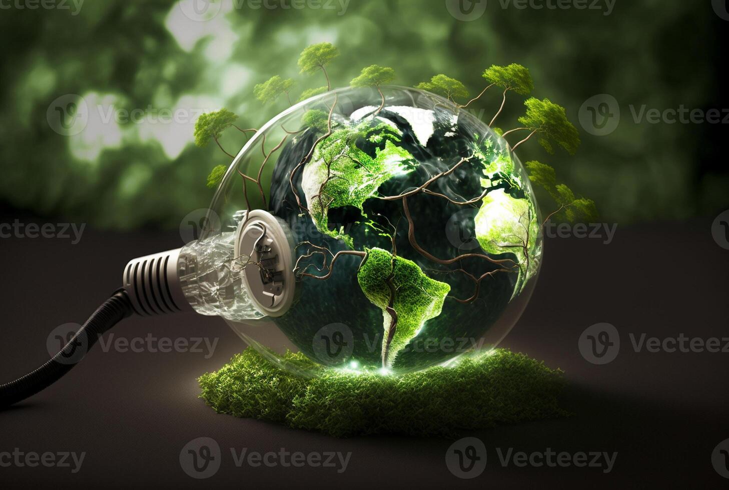 verde energia e energia sustentabilidade de Meio Ambiente proteção 3d conceito. generativo ai. foto