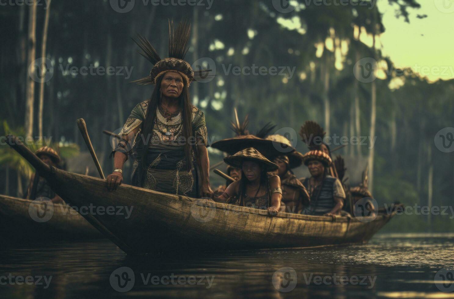 a imagem destacando a rico cultural herança do a amazônico, apresentando a indígena comunidade acionado dentro tradicional Atividades, exibindo seus conexão com a ambiente. generativo ai foto