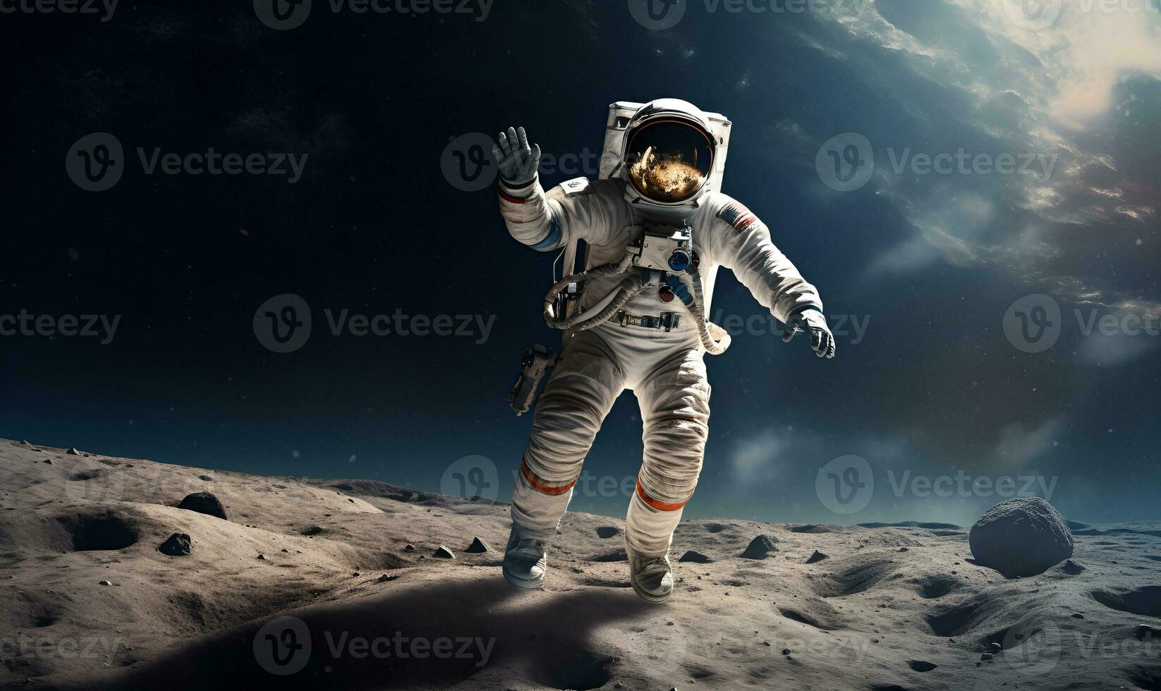 astronauta explorando extraterrestre planetas ou lua, ai generativo foto
