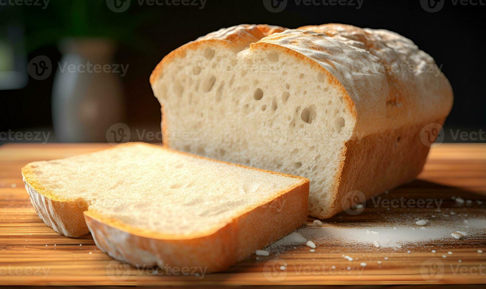 fatiado branco pão macro, ai generativo foto