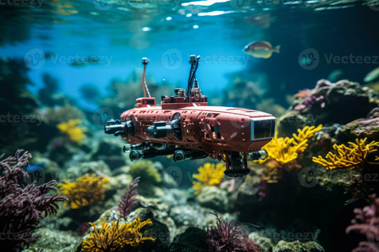 a embaixo da agua zangão capturando uma raro marinho espécies exibindo a potencial do ai dentro documentando biodiversidade foto