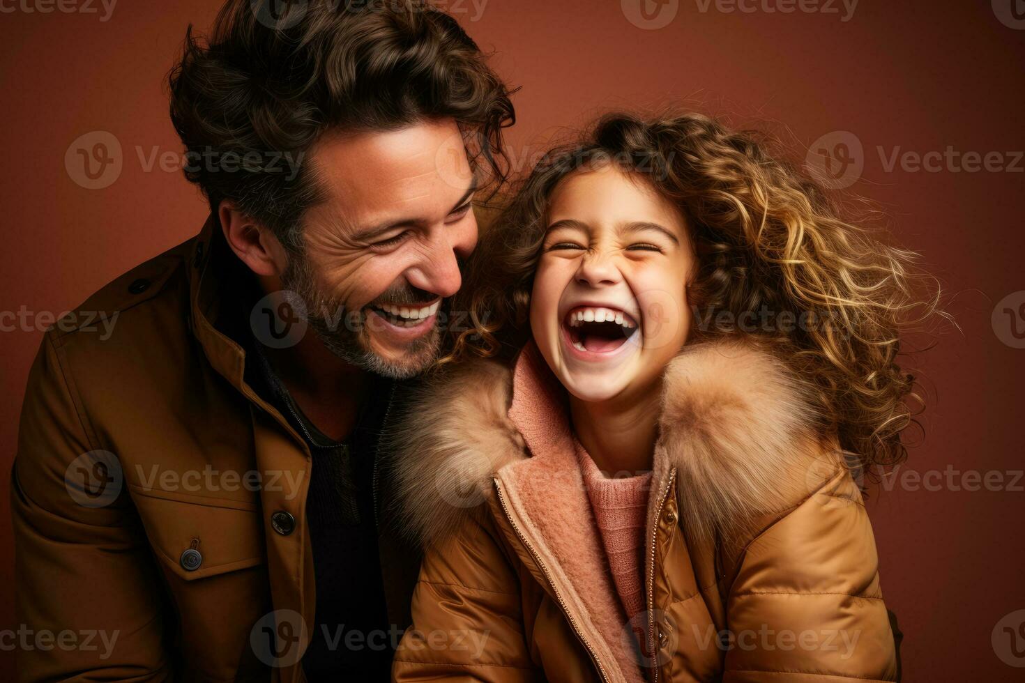 uma jovem paciente rindo com família isolado em uma caloroso gradiente fundo foto