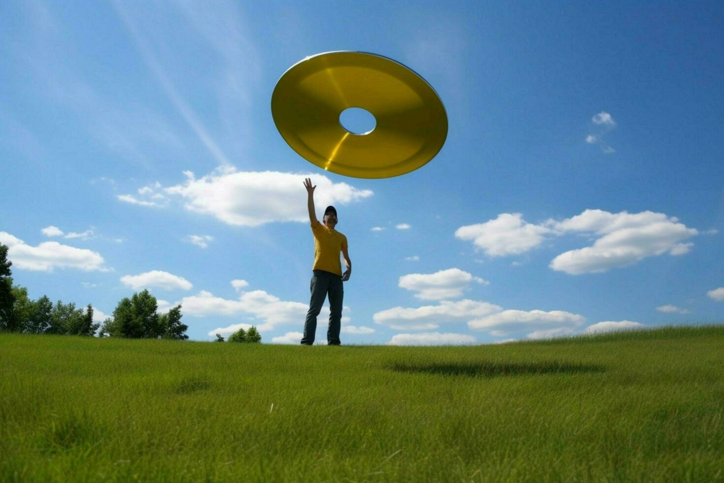 uma vôo disco para frisbee Diversão foto
