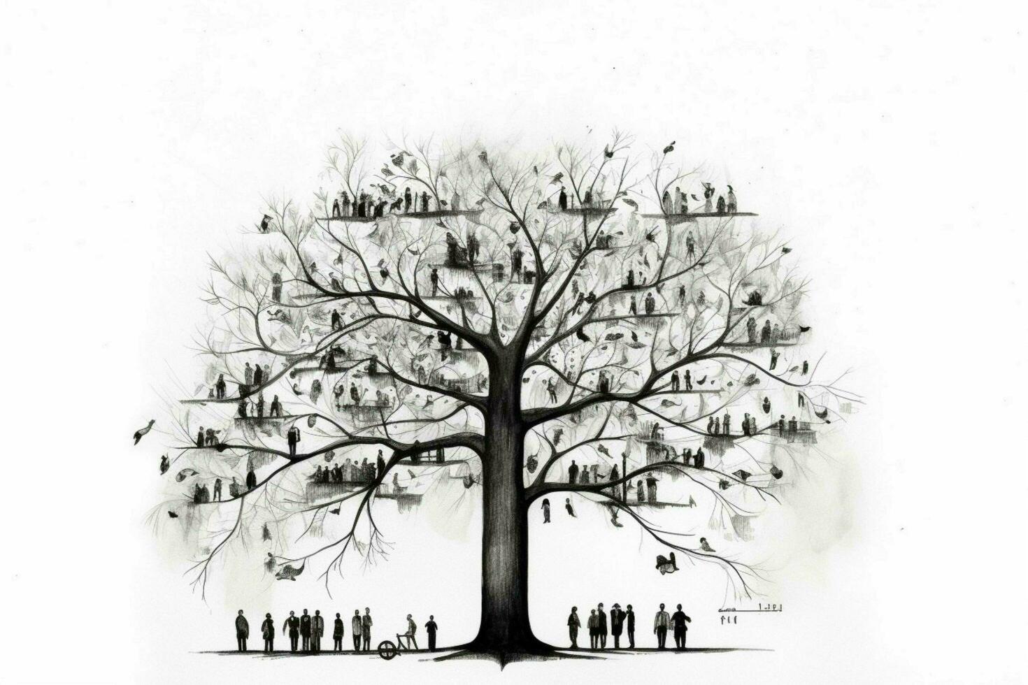 uma minimalista desenhando do uma família árvore foto