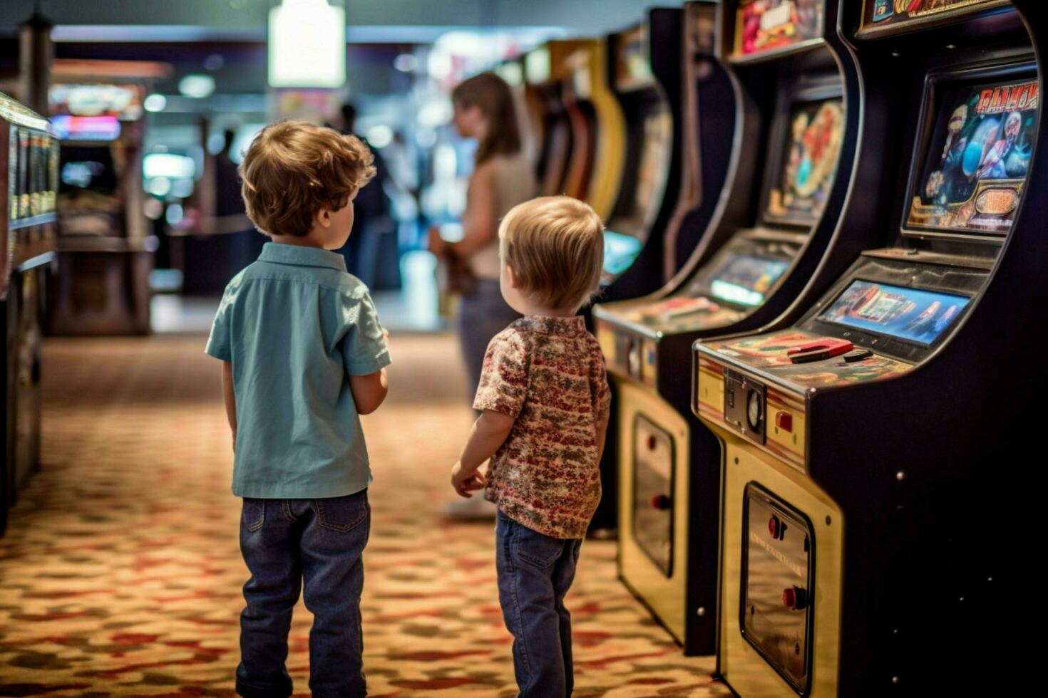 crianças desfrutando uma dia às a videogames foto