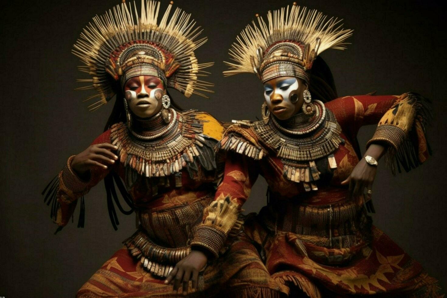 a beleza e elegância do africano dançarinos dentro cheio foto