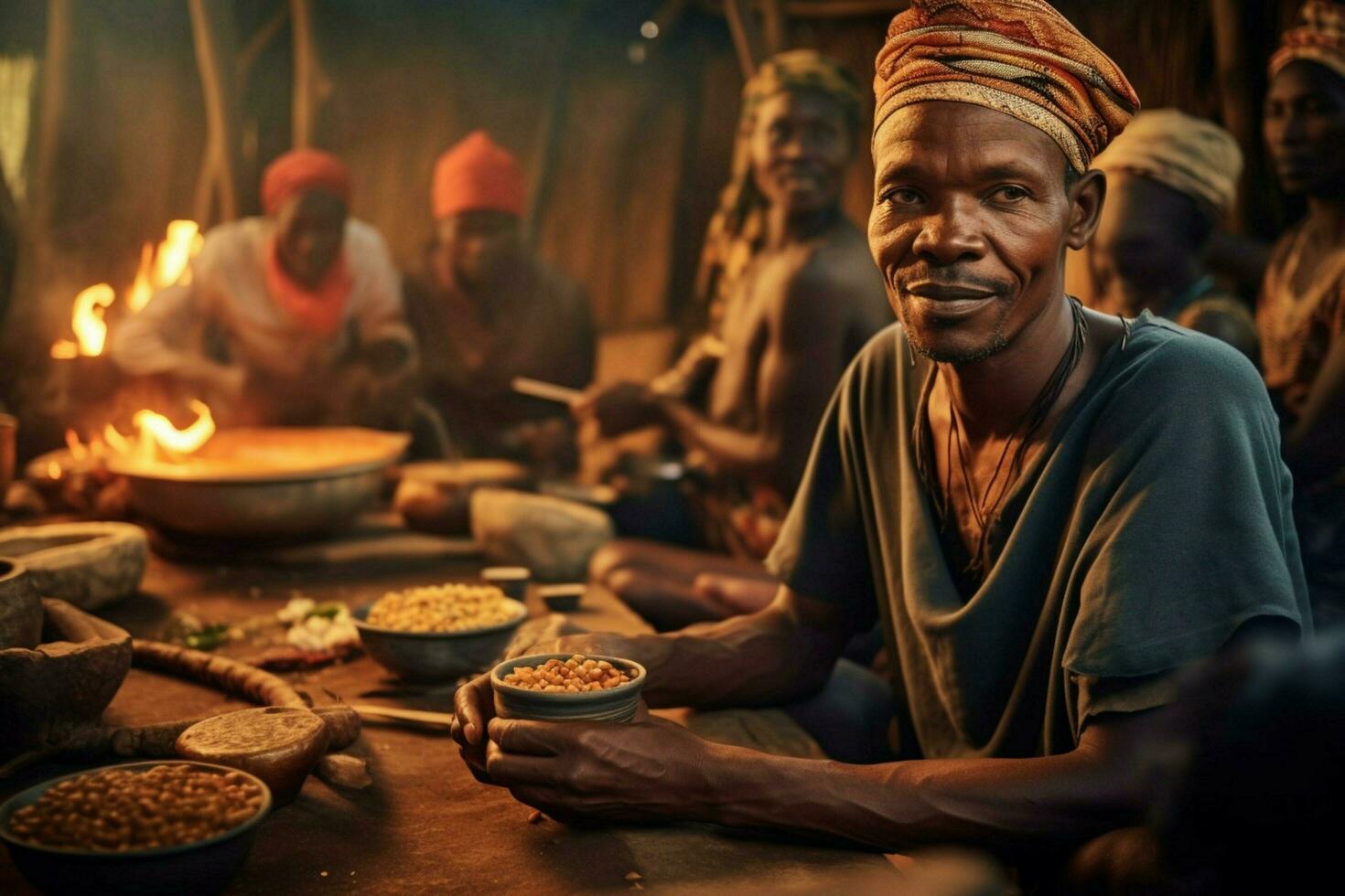 a calor e hospitalidade do africano pessoas foto