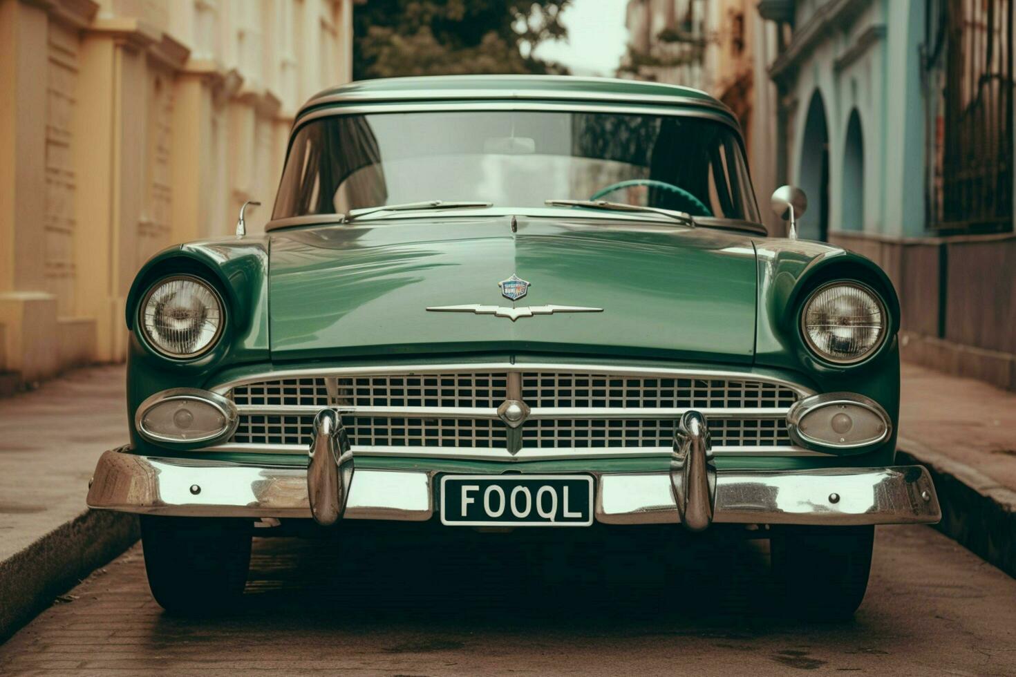 uma verde carro com uma licença prato este dizfordon foto