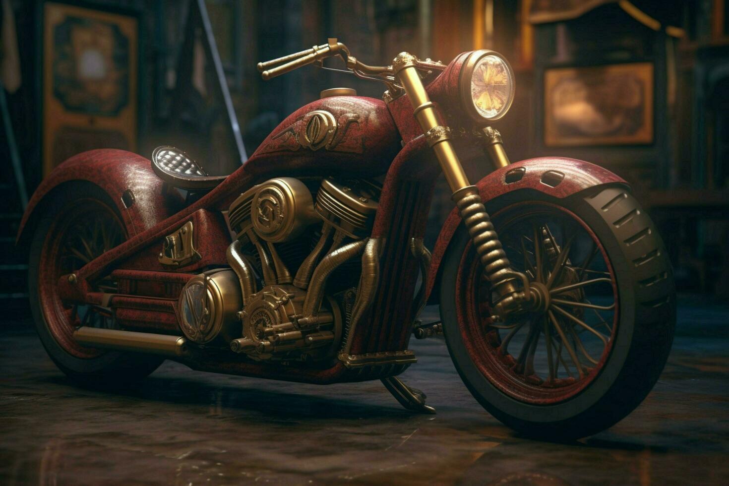 uma motocicleta com a palavra criador em isto foto