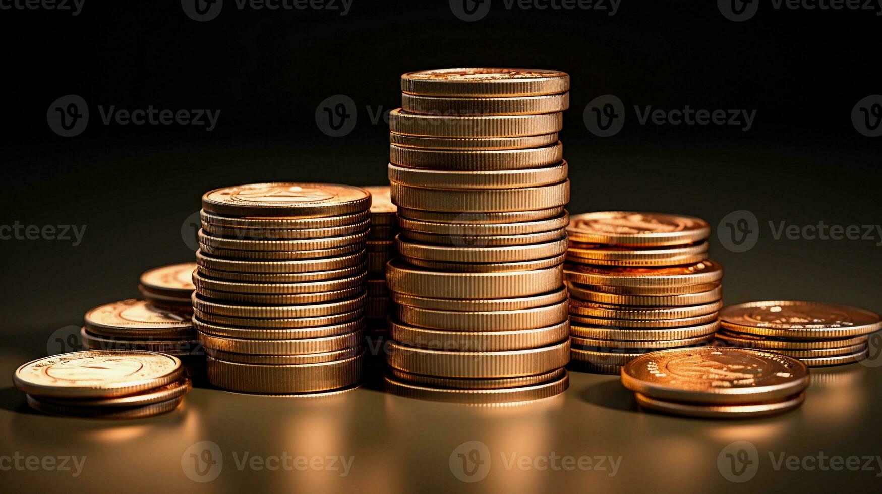 uma cuidadosamente equilibrado pilha do moedas representando poupança e financeiro estabilidade. moedas, pilha, poupança, estabilidade, dinheiro. ai gerado. foto