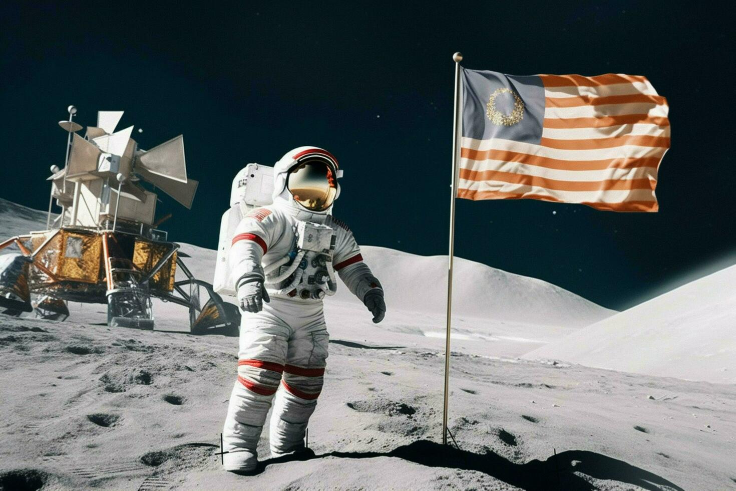 chinês astronauta lua com bandeira foto