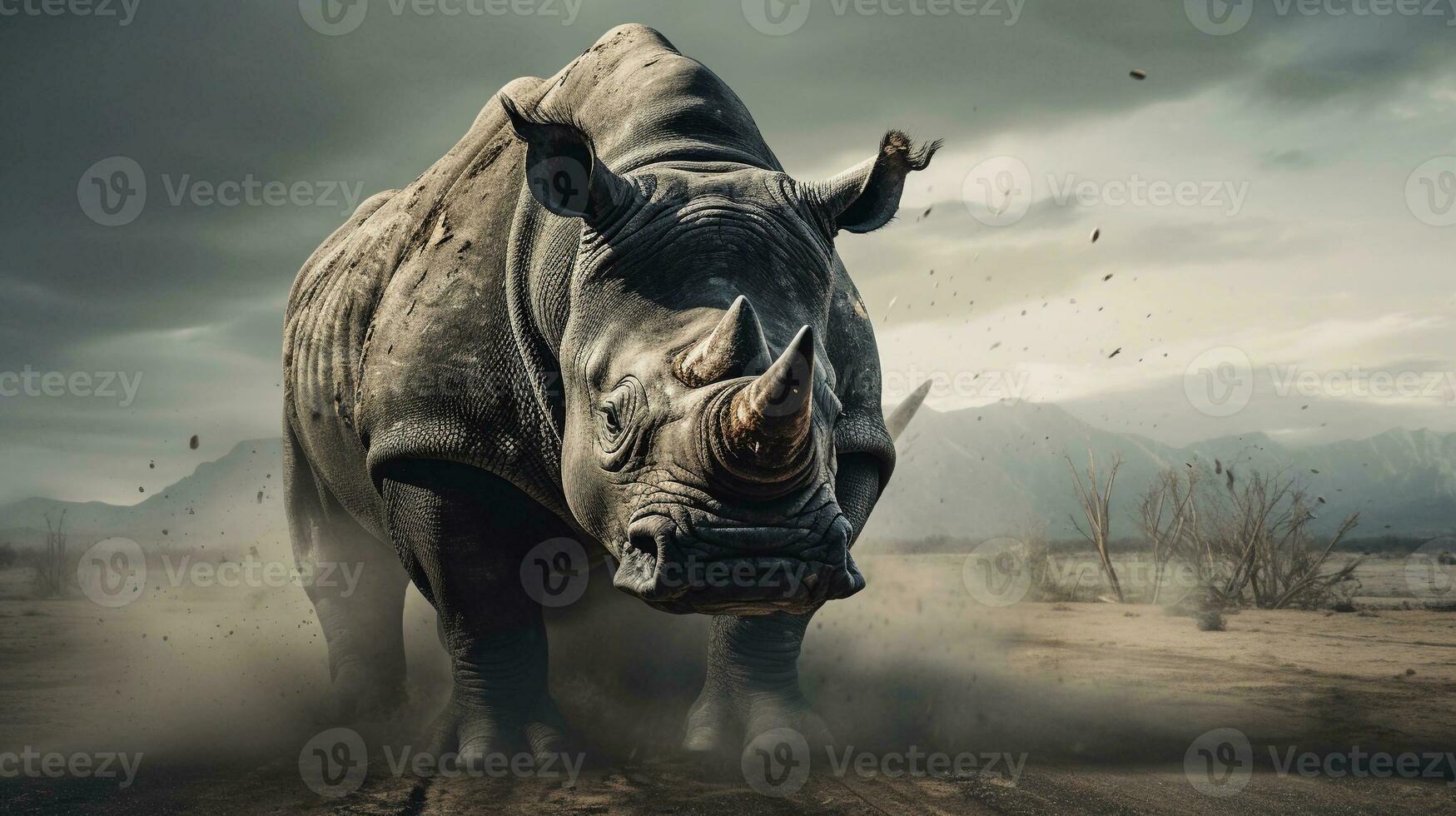fechar-se do a Bravo masculino rinoceronte com texturizado fundo e espaço para texto, fundo imagem, ai gerado foto