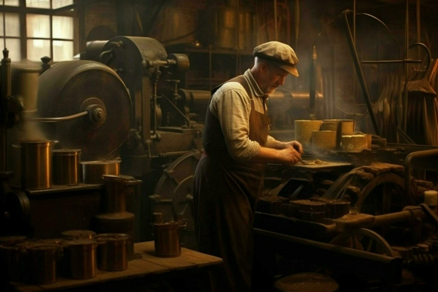 fábrica homem trabalhador vintage 1800 ano foto