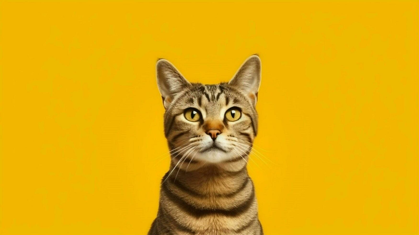 uma gato com uma amarelo fundo foto