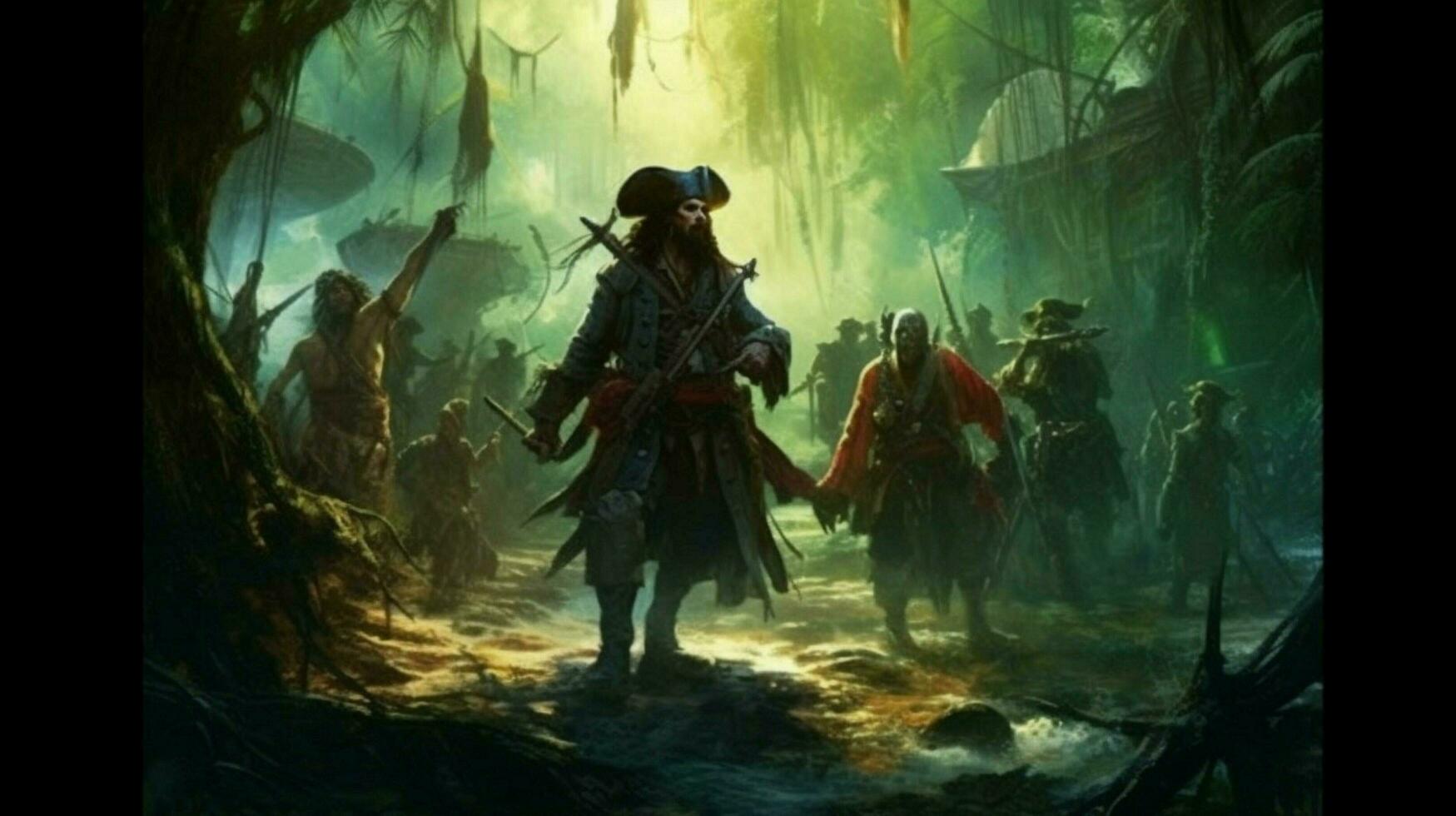 uma poster para a piratas do a caribe foto